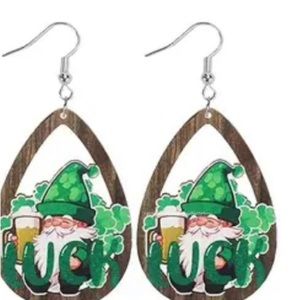 St. Patricks Day wood earrings